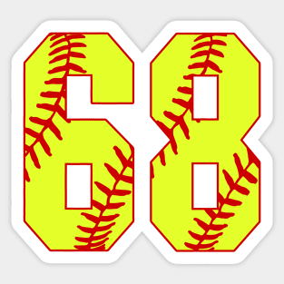 Fastpitch Softball Number 68 #68 Softball Shirt Jersey Uniform Favorite Player Biggest Fan Sticker